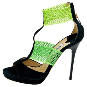 Jimmy Choo Black Suede Lana Open Toe Platform Sandals Size 37.